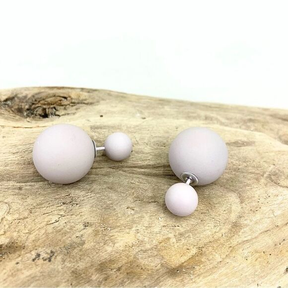 Double Ball Stud Earrings Minimalist Chic Double Sided Front Back E… - Picture 2 of 3